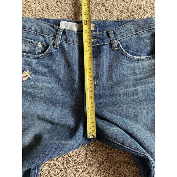 VINTAGE ZENA Jeans Bootcut Mid Rise Embroidered Floral Womens Size 8 Cot… - Picture 8 of 10